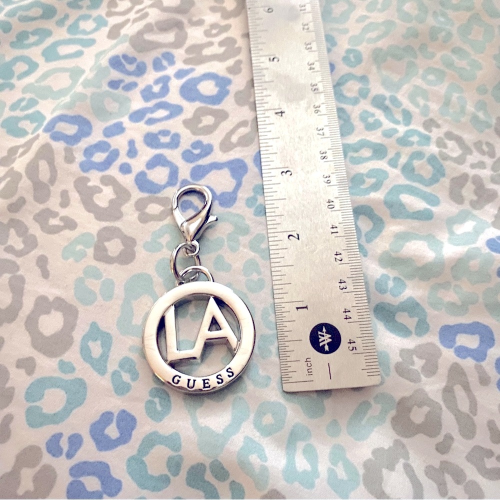 New Silver Color GUESS Bag Charm for Purse, Key Ring Keychain Clasp